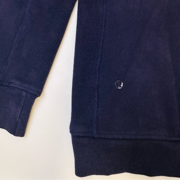 Lululemon Sequence Hoodie Cotton Fleece Ribbed Inset Panel Zip Pocket Black Swan - Picture 10 of 12